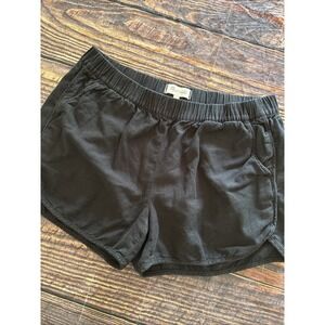 Madewell Women's Elastic Waist Pull-On Shorts Flat Front Black Size Small
